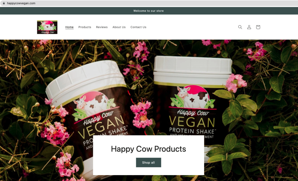Portfolio 10 Homepage for happycowvegan.com